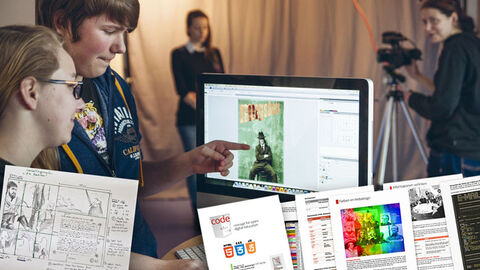 Berufsfeld Druck- und Medientechnik Lernende aus dem Berufsfeld Druck- und Medientechnik besprechen ein Fotosetting.